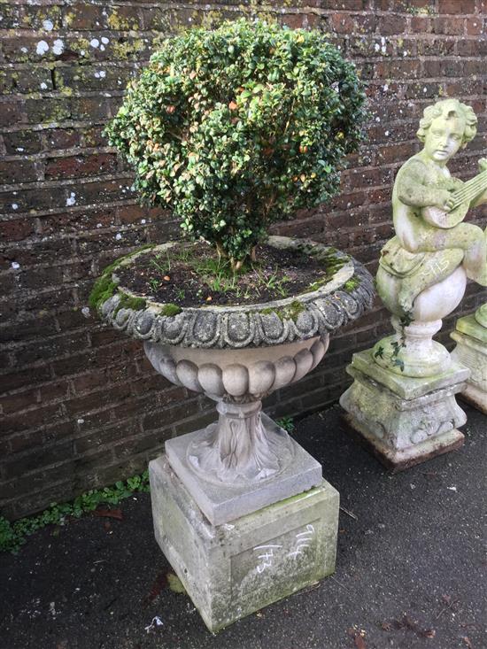 Stone planter on plinth